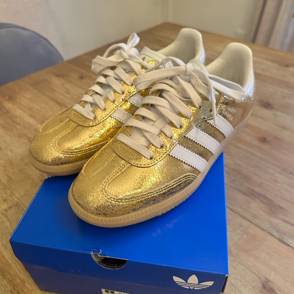adidas Gold and White Athletic Shoes